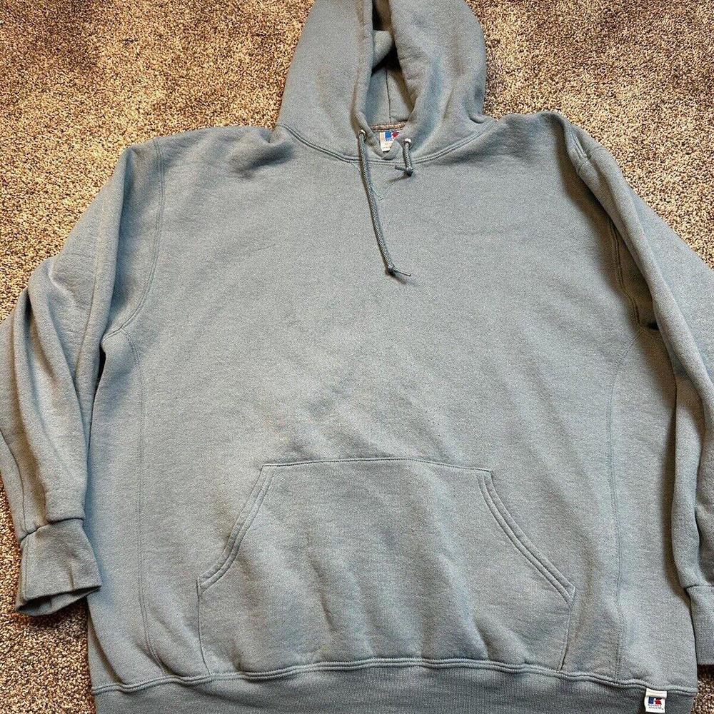 VTG 90s Russell Athletic Hoodie Light Blue Baby‎ Blue Size XL Made In USA